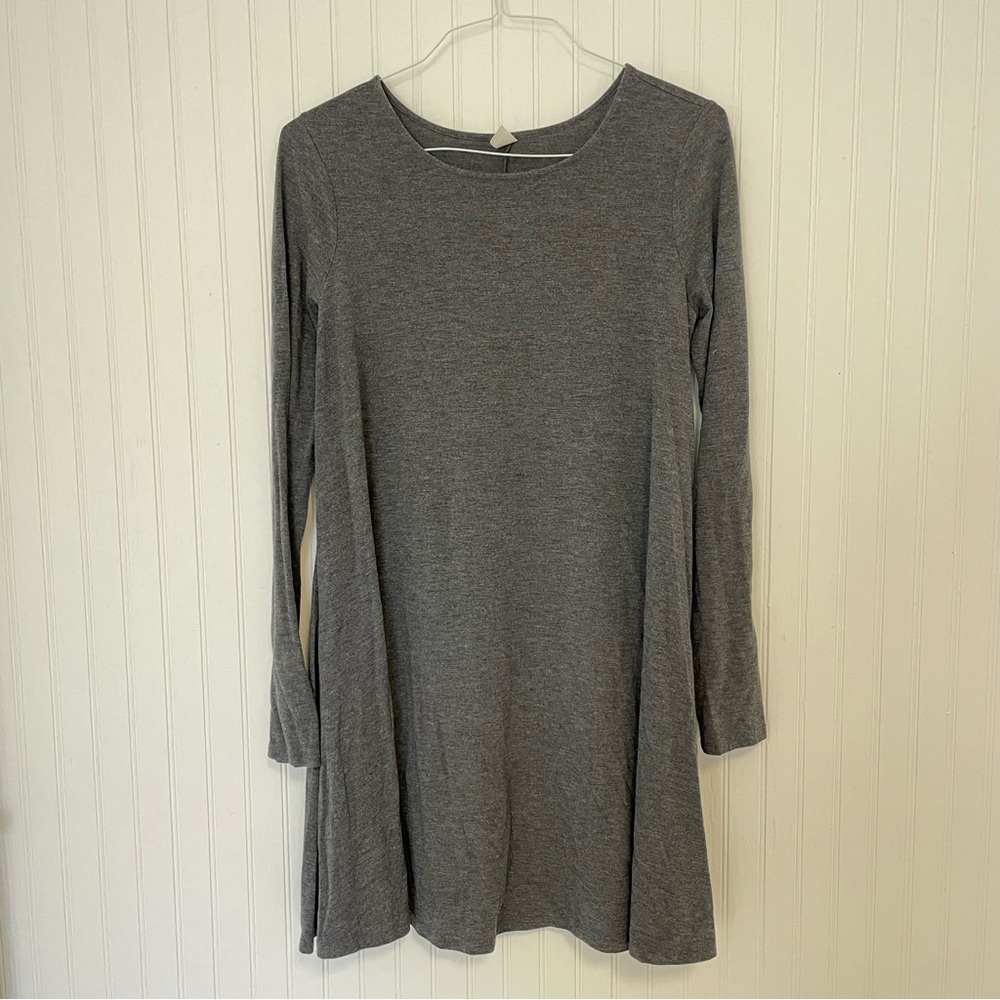 Old Navy Gray Long Sleeve Swing Dress (MEDIUM)